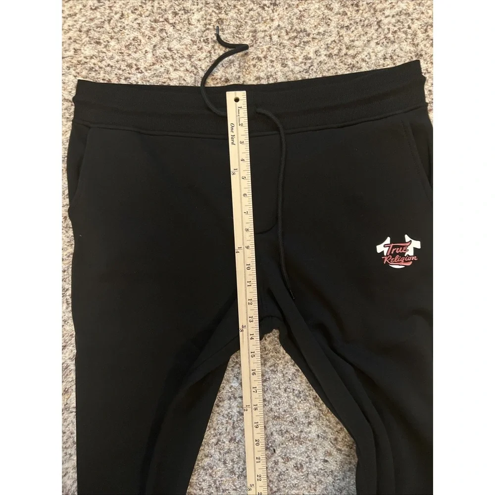 True Religion New Sweatpants Mens Sz XL  Black Straight Leg‎ Logo Cotton Blend